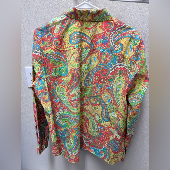 Women’s 2X Ralph Lauren multicolor paisley long sleeve button down shirt - Picture 4 of 12